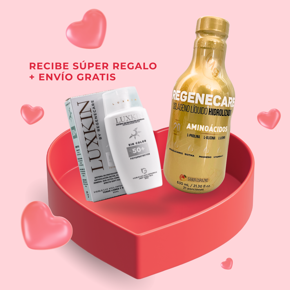 COLÁGENO BOTELLA + BLOQUEADOR SOLAR SIN COLOR + SÚPER REGALO