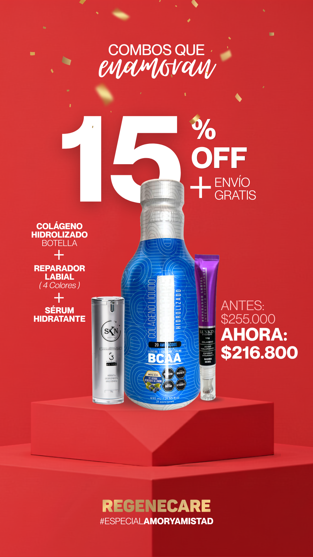 Colágeno Hidrolizado Sport + Reparador Labial + Sérum Hidratante