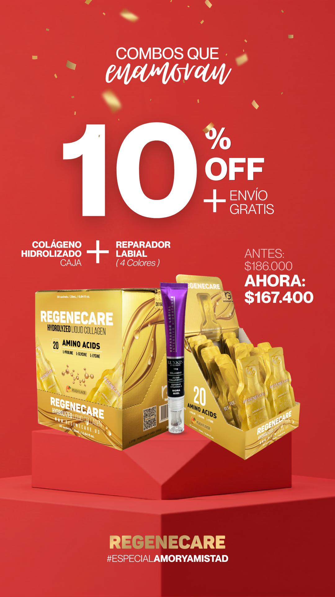 Colágeno Hidrolizado Dorado Caja + Reparador Labial